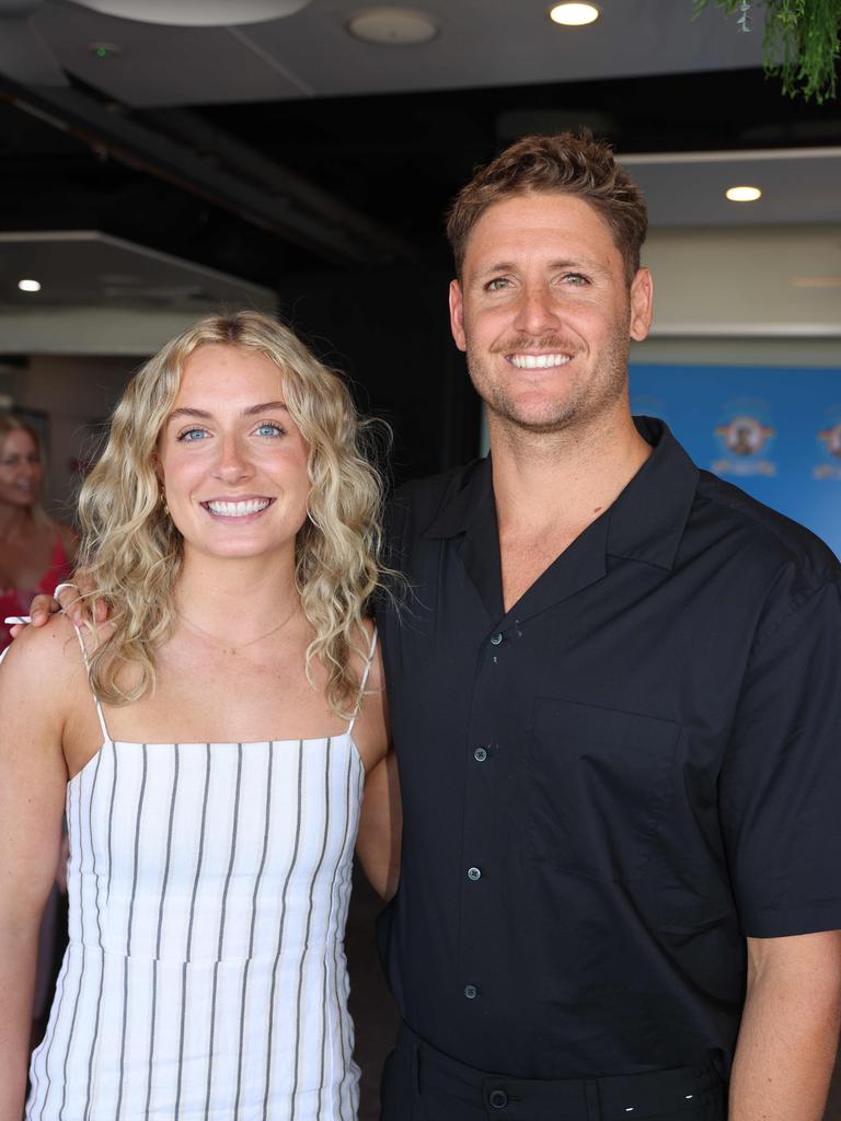 Lily Alford and TJ Hendy at the Surfers Paradise Surf Life Saving Club Centenary Season Launch for Gold Coast at Large. Picture, Portia Large.