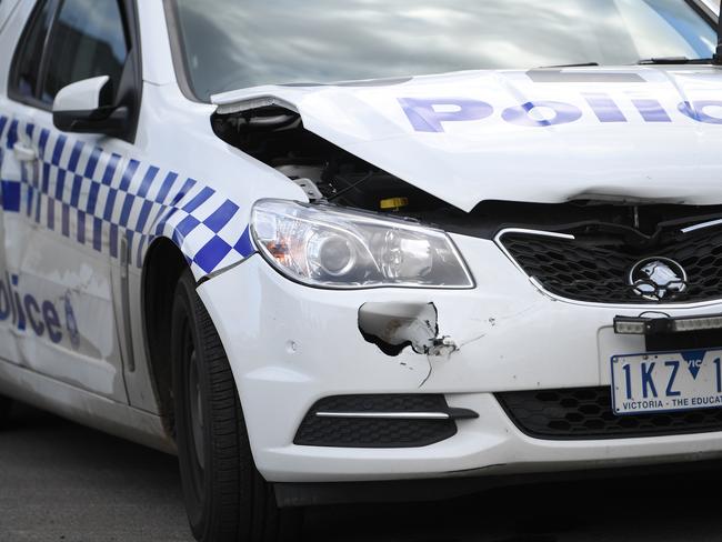 A police car was allegedly rammed in Williams Landing on Sunday morning. Picture: Julian Smith