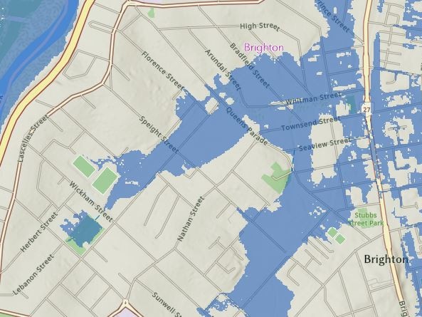 Brisbane flood mapping for Cyclone Alfred: Brighton