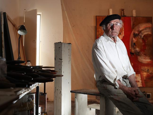 Judbury resident and notable artist Anton Holzner stays to defend his property together with 250 of his artworks. Picture: LUKE BOWDEN