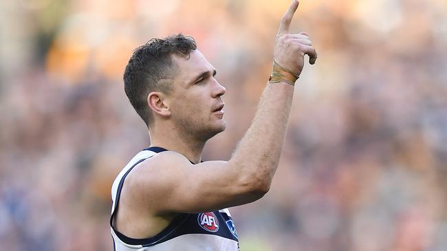 Joel Selwood in action for the Cats. Picture: AAP Image/Julian Smith