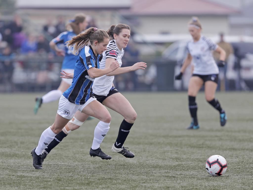 Hobart Zebras versus Kingborough Lions in the women's Statewide Cup final at KGV. Picture: PATRICK GEE