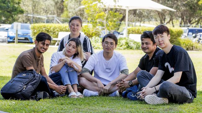 Southern Cross University have seen a huge boom in international students numbers. Rajendra Dhakal, Yuyan Liang, Fei Zhao, Shi Ren, Arun Paudel and Sze Chun Li. Picture: Jerad Williams