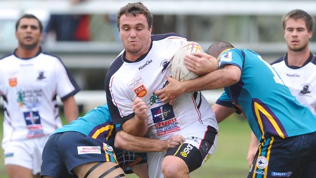 Ryan Binge makes a strong run through the Evans Head defence for Lower ClarencePhoto Adam Hourigan / The Daily Examiner