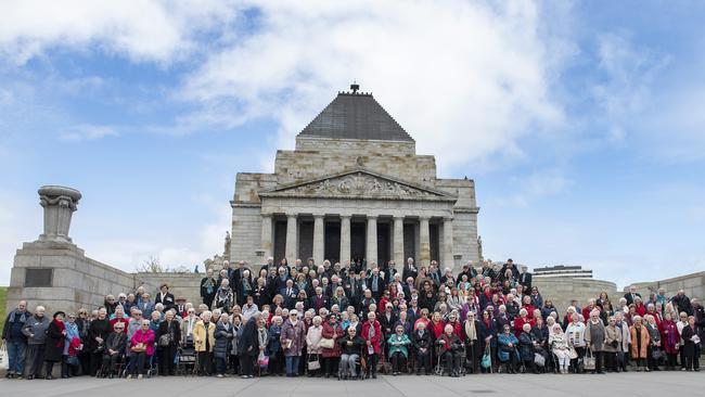 More than 330 war widows attended the Shrine of Remembrance today to remember their late husbands. Picture: AAP