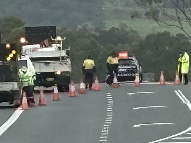 Police have closed the road where a teenage is feared dead after a serious crash near Purga. Picture: Brayden Heslehurst