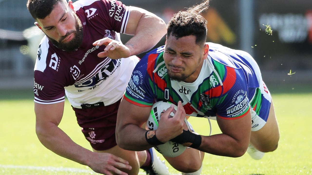 Warriors forward Eliesa Katoa is on the radar of three rival NRL clubs. Picture: Matt King/Getty Images