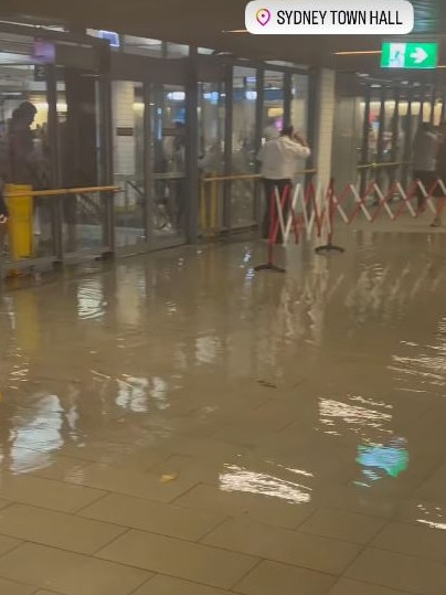 Sydney Town Hall station experienced flooding due to severe storm conditions. Picture: Instagram