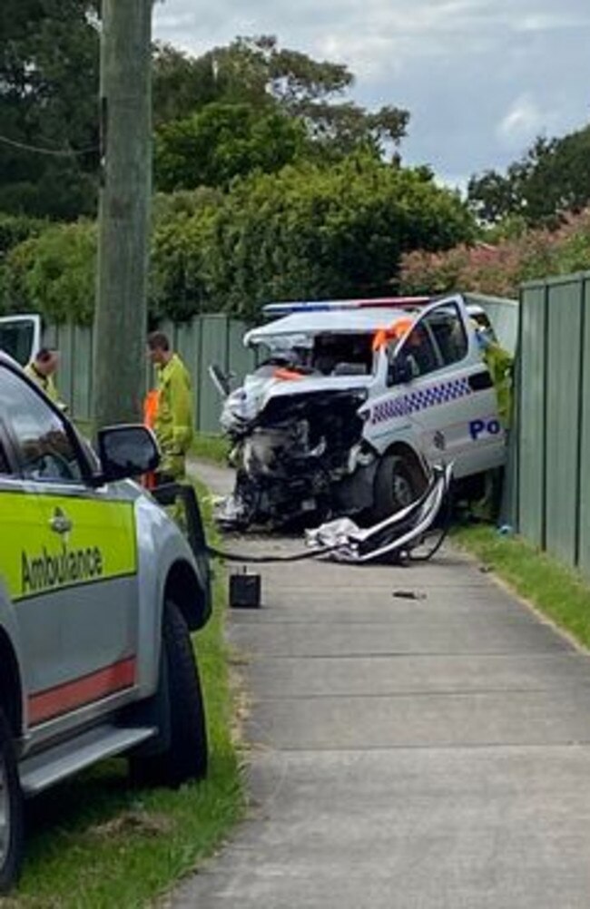 A police car was involved in a serious crash in Caboolture South. Picture: Brisbane Incident Alerts