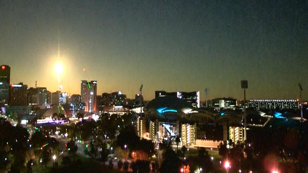 A meteor over the Adelaide CBD in May 2019. Picture: Nine News