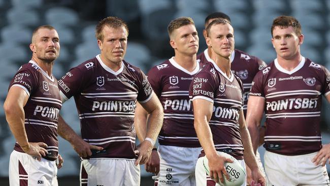 Foran (L) knows Manly conceded too many points, and struggled against the game’s heavyweights last year. Picture: Getty