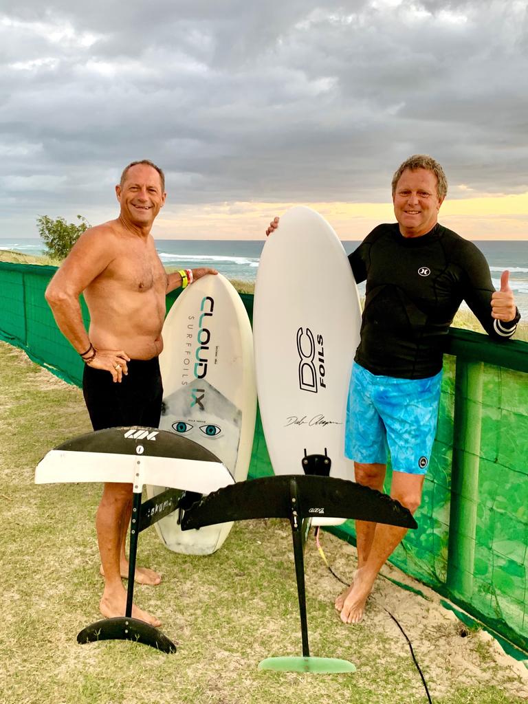 Locals Mario Hurst and Rob Pirie at Surfers Paradise. Picture Jenny Masters