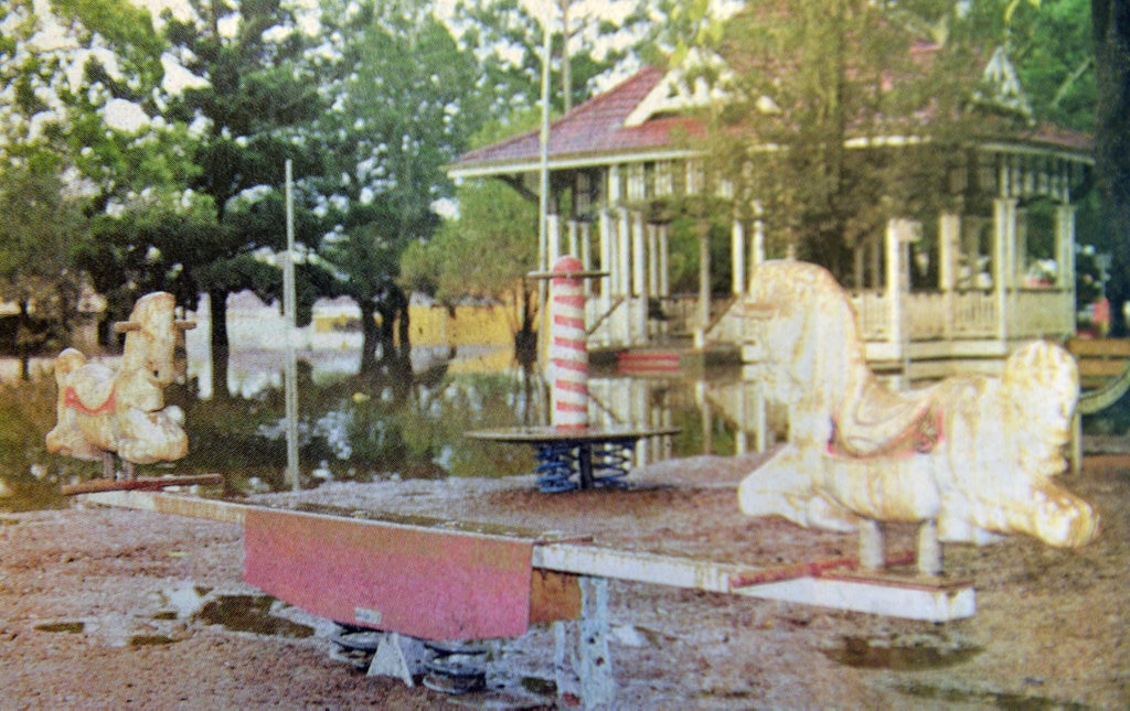 1999 FLOOD as the water level fell on Wednesday night the mess was left behind, this was the scene in Gympie's memorial park early Thursday morning Fedruary 11 as water slowly receded revealing the the silt covering the area. Picture: Renee Albrecht