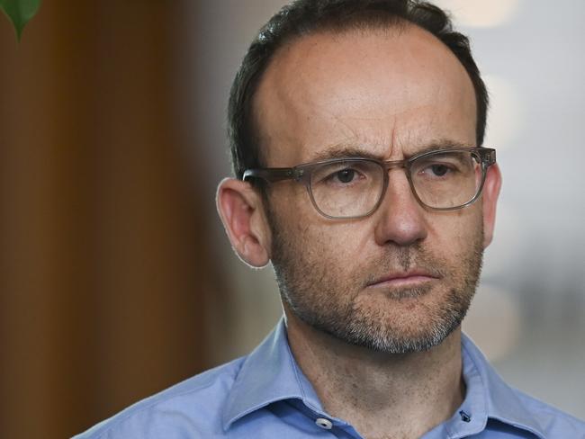 CANBERRA, Australia - NewsWire Photos - August 22, 2024: Australian Greens Adam Bandt and Senator Jordon Steele-John hold a press conferecne at Parliament House in Canberra. Picture: NewsWire / Martin Ollman