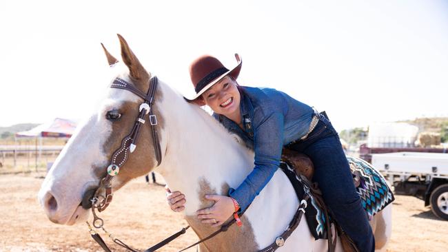 Mount Isa Rodeo 2024 - Sam Ferrari with horse Paintman at the Mount Isa Rodeo. Picture by Luke Marsden. - Photo Supplied
