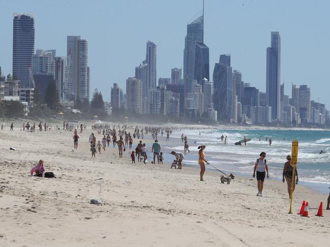 Gold Coast beaches are still a welcoming destination, even in mid winter. Picture: Glenn Hampson