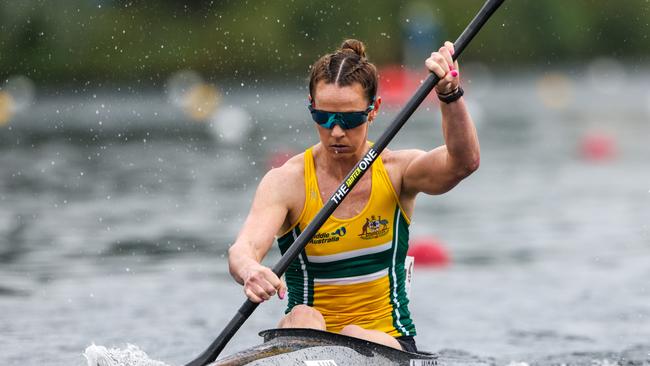 Alyce Wood on her way to winning an Olympic quota spot in the K1 500m last year.