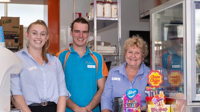 Belgravia employees Katie Buxton, Ben Crowhurst and Marie Brandis at the pool’s kiosk, which will sell coffee to passers-by in summer. Picture: Monique Harmer