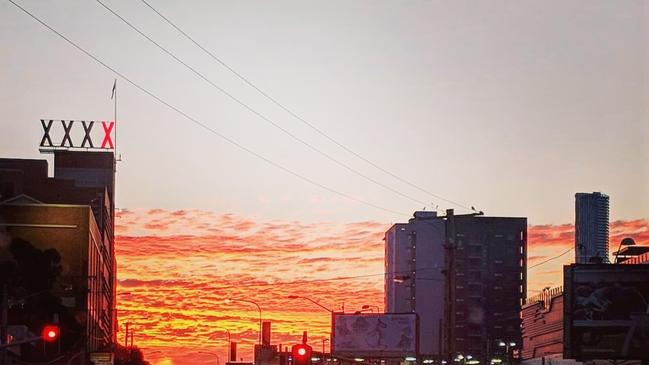 Morning commute along Milton Rd Brisbane. Iconic XXXX building welcoming the new day” Debby Sewell, Strathpine