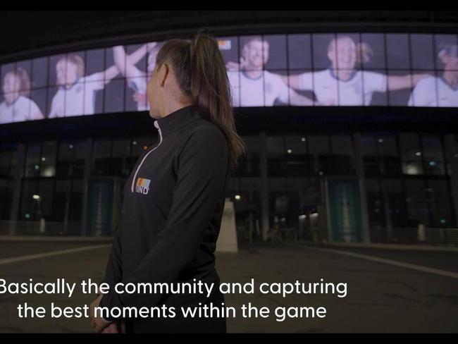 Fara Williams unveils giant England football mosaic at Wembley Stadium