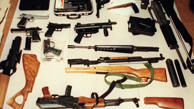 Weapons seized, by SA Police, from Mr Chamberlain’s home, in the days following the NCA bombing.