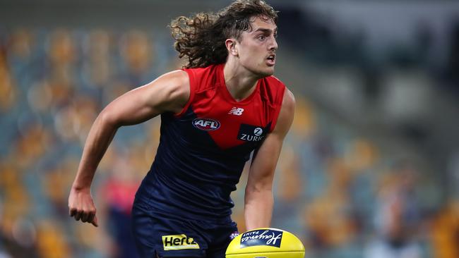 The mulleted Luke Jackson should overtake Braydon Preuss as Gawn’s backup. Picture: AFL Photos/Getty Images