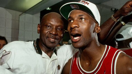 Michael Jordan with his father after Game Six of the 1993 NBA Finals.