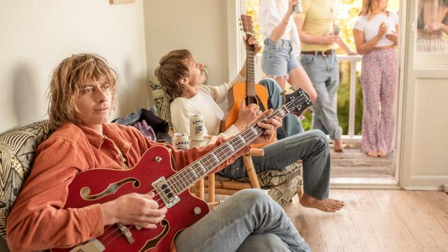 Aussie band Lime Cordiale and their new range of carbon-neutral beer, Largo. Photo: Supplied.