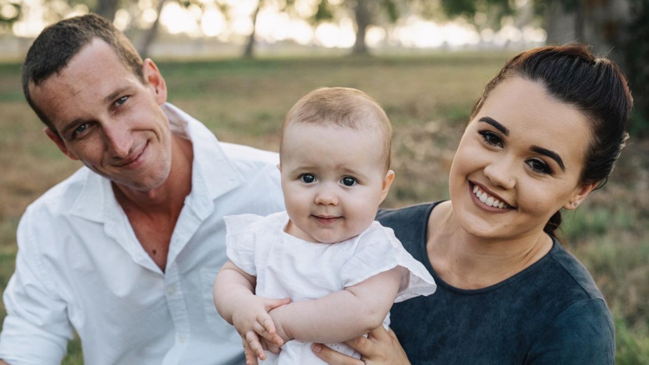 Louis Moore, with his fiance Courtney Leverington and their daughter Ayla.