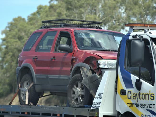 Emergency crews are on the scene of what is believed to be a traffic incident involving multiple cars and a truck in the southbound lanes of the Bruce Highway south of Gympie, Kybong. March 7, 2023. Picture: Christine Schindler