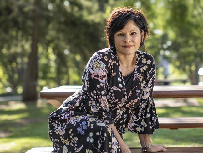 Tracey Roberts for U On Sunday feature about death doulas. Tracey photographed at Queens Park Toowoomba. Pic Mark Cranitch.