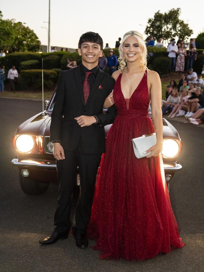 Gian Recilla and Rebekalea Setch at Harristown State High School formal at Highfields Cultural Centre, Friday, November 18, 2022. Picture: Kevin Farmer