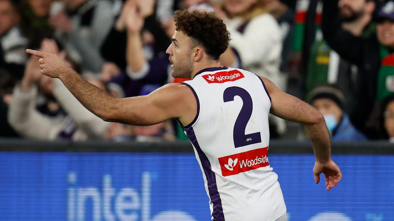 Griffin Logue appears Roos bound. Picture: Michael Willson/AFL Photos via Getty Images