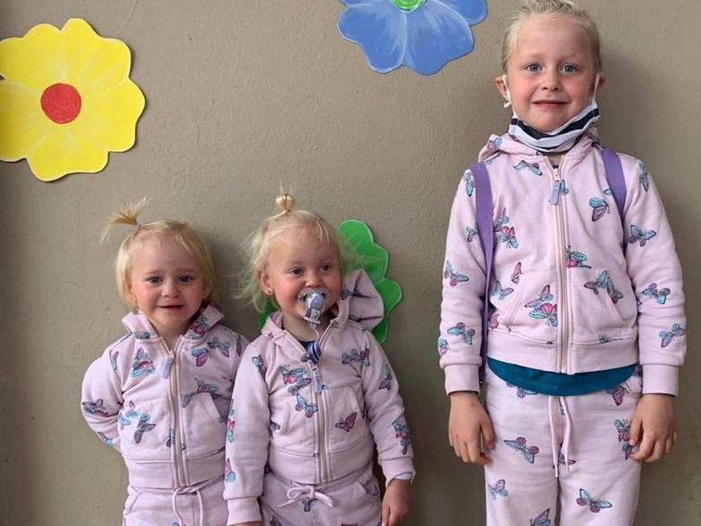 Dickason’s two-year-old twin daughters, Maya and Karla, and their six-year-old sister, Lianè. Picture: Facebook.