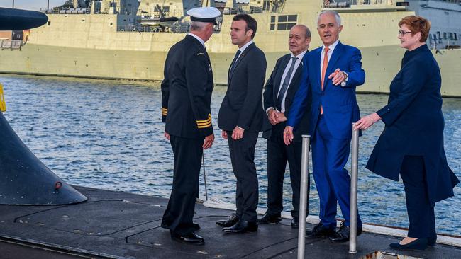 Mr Turnbull with French President Emmanuel Macron in Sydney in 2018.