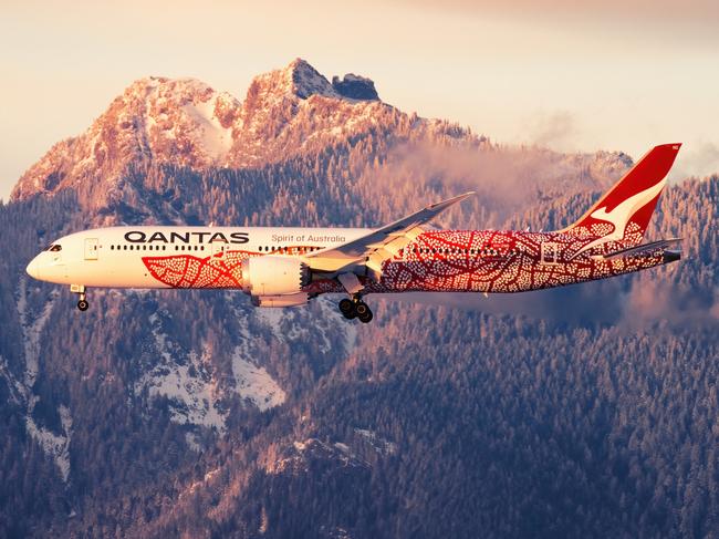 Qantas Boeing 787 "Yam Dreaming" livery landing at Vancouver International Airport during sunset.  Date: Nov 30, 2022Escape 9 February 2025Cover storyPhoto - iStock