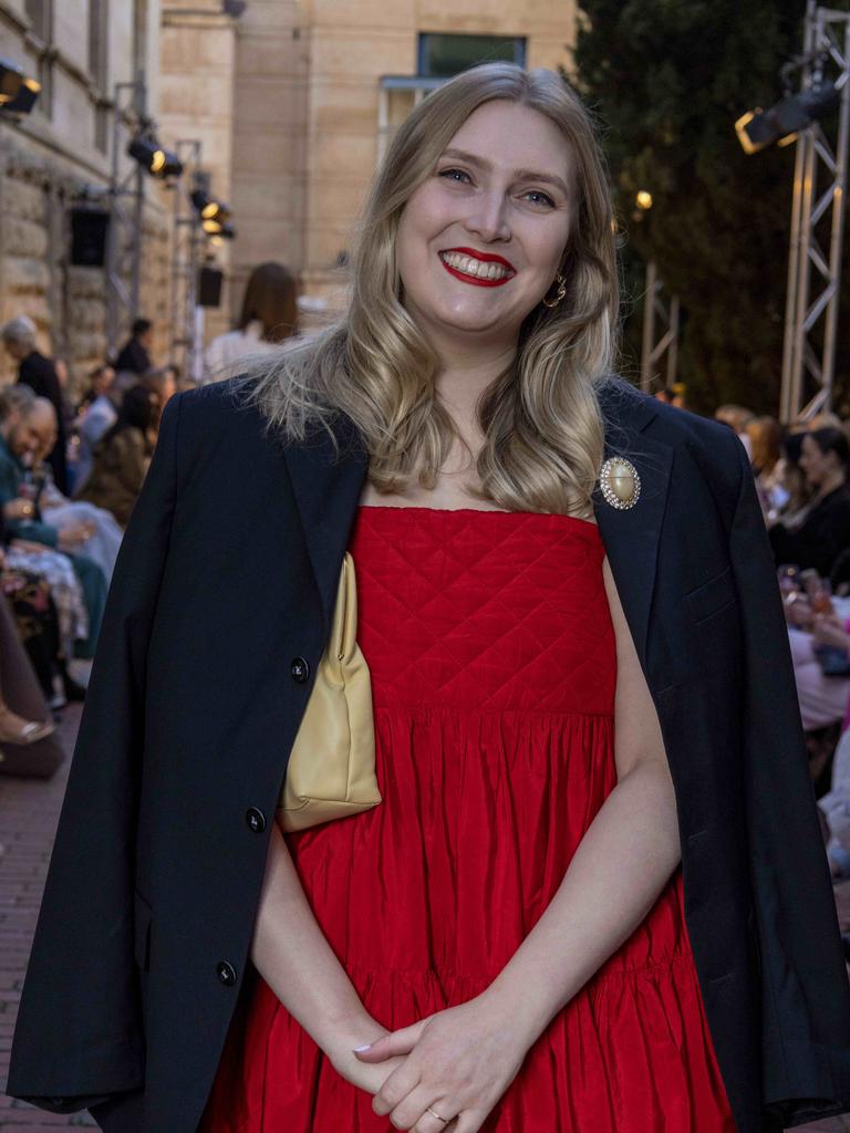 Abby Potter at the Adelaide Art Gallery, Adelaide Fashion Week. Picture: Kelly Barnes