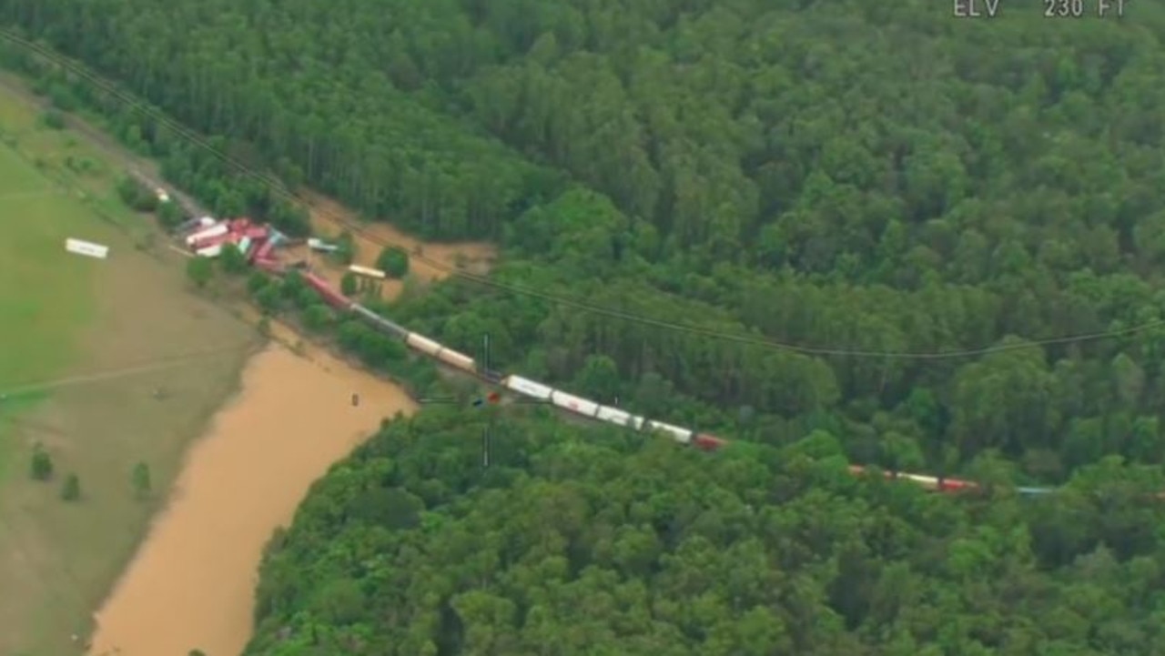 The train derailed in the rural town of Nana Glen. NSW Fire and Rescue