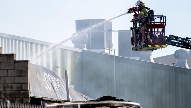 MFS on the scene of a fire in a warehouse on First Street in Brompton in July. Picture: Naomi Jellicoe