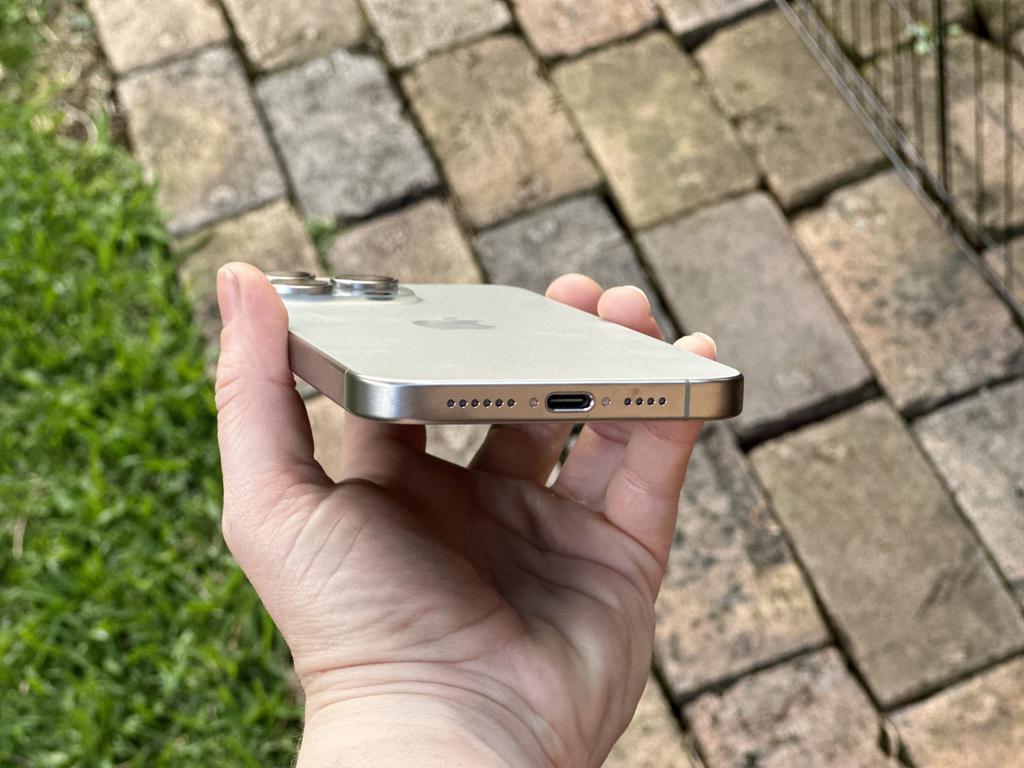 The iPhone 15 Pro has now switched to USB-C charging. Picture: Supplied.