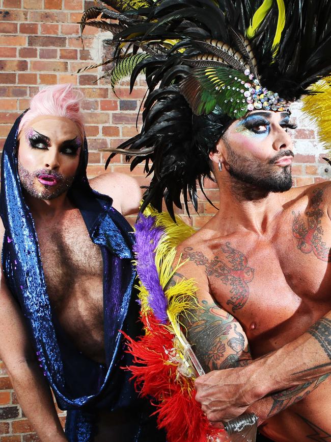 MX ONLY Dallas Dellaforce , Captain Kidd and Louis Biggs of Briefs the second coming at Brisbane Powerhouse 3rd -14th December circus drag burlesque, tickets brisbanepowerhouse.org Photo Ric Frearson