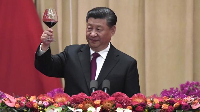 Chinese President Xi Jinping toasts the guests at a banquet in Beijing. Picture: Getty Images