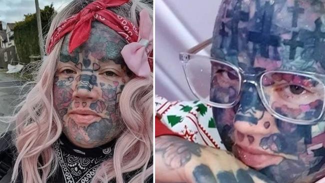 Melissa has tattooed over her face three times in 26 years. Photo: supplied