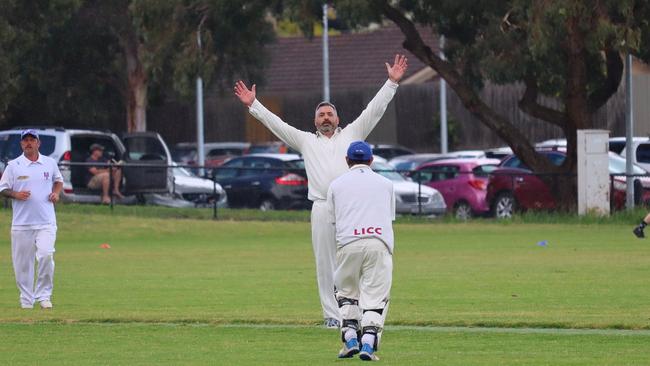 David Collins celebrates a wicket for Long Island. Picture: Facebook