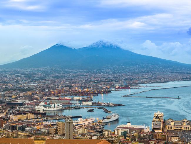 Mount Vesuvius sits behind Naples, Italy. The volcano may not be the real threat, a new study says, instead pointing to the build-up of magma in a ‘supervolcano’ beneath and to the west of the city.