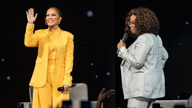 J.Lo was interviewed on stage for 'Oprah's 2020 Vision: Your Life in Focus Tour'. Picture: Getty Images.