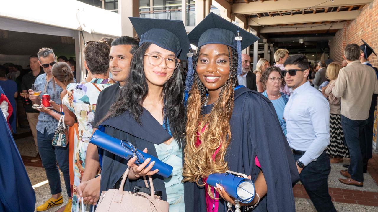 Cheryl Avila and Ayomikun Opadokun at Deakin University’s environmental science graduation. Picture: Brad Fleet