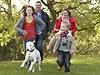 family with children and dog