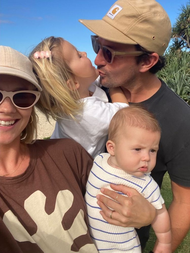Mr Williams, pictured with his wife and two children, was reportedly in the South Burnett for work and jogging along Nanango Brooklands Road at about 6.30pm in the evening. Photo: Supplied