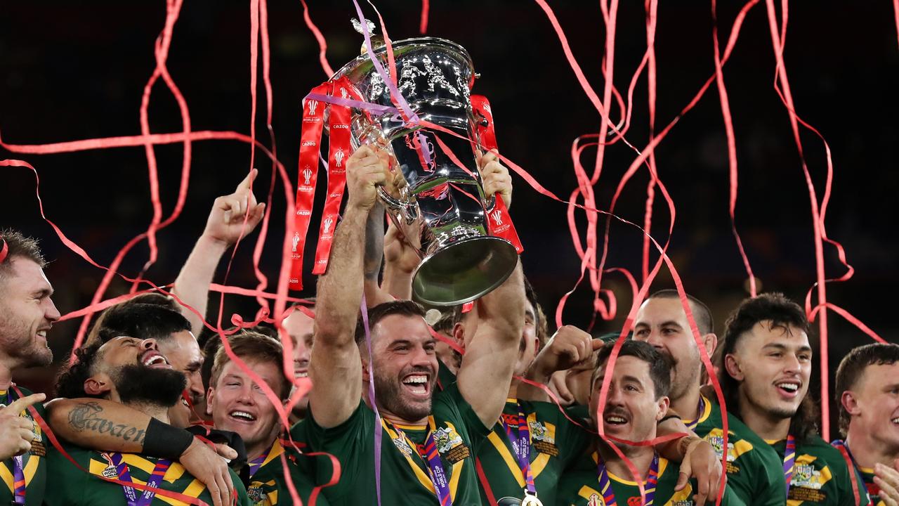 The Rugby League World Cup Final between Australia and Samoa drew over 600,00 people to their screens. (Photo by Lewis Storey/Getty Images for RLWC)